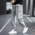 Men Fleece Sweatpants Gray Loose Winter Casual Ankle Tied