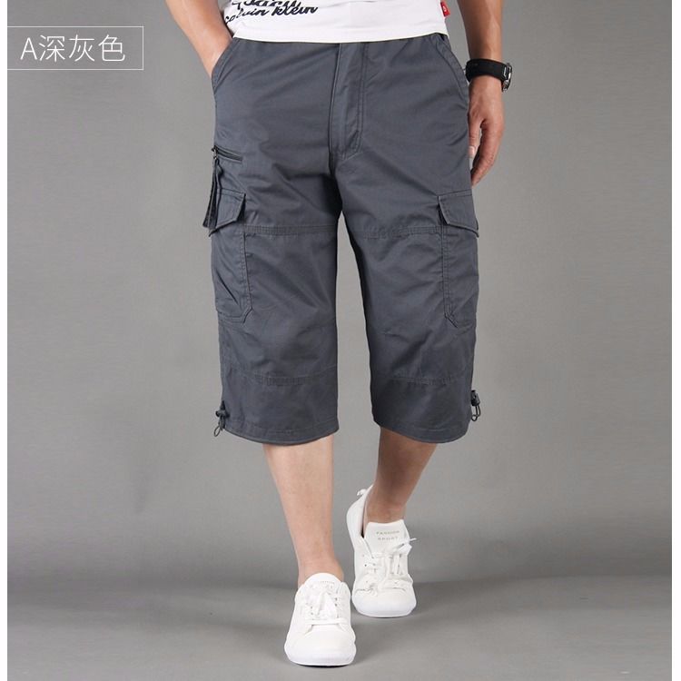 Men's Deep Grey Loose Cargo Shorts Plus Size Summer