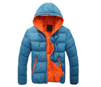 Men Hooded Cotton Padded Jacket Black Lime Green