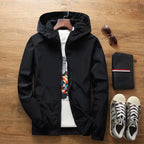 Men Black Casual Windbreaker Jacket Large Size Spring Fall