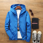 Men Black Casual Windbreaker Jacket Large Size Spring Fall