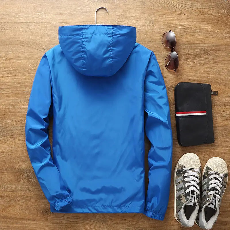 Men Black Casual Windbreaker Jacket Large Size Spring Fall