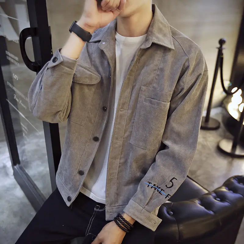 Men Slim Fit Autumn Casual Jacket Gray