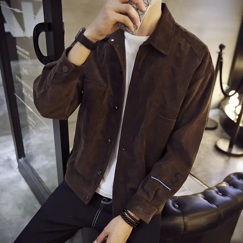 Men Slim Fit Autumn Casual Jacket Gray