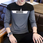 Men's Long Sleeve Fashion T-Shirt Autumn Casual Grey Black
