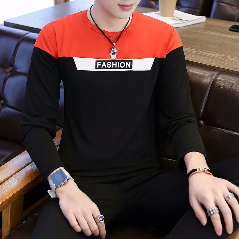 Men's Long Sleeve Fashion T-Shirt Autumn Casual Grey Black