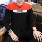 Men's Long Sleeve Fashion T-Shirt Autumn Casual Grey Black