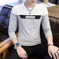 Men's Long Sleeve Fashion T-Shirt Autumn Casual Grey Black