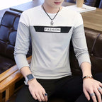 Men's Long Sleeve Fashion T-Shirt Autumn Casual Grey Black