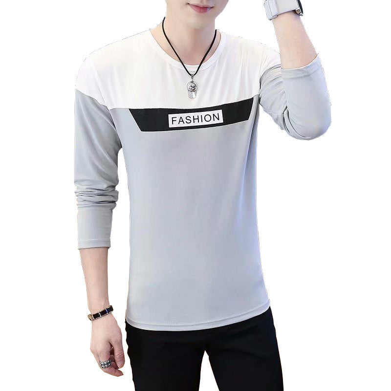 Men's Long Sleeve Fashion T-Shirt Autumn Casual Grey Black