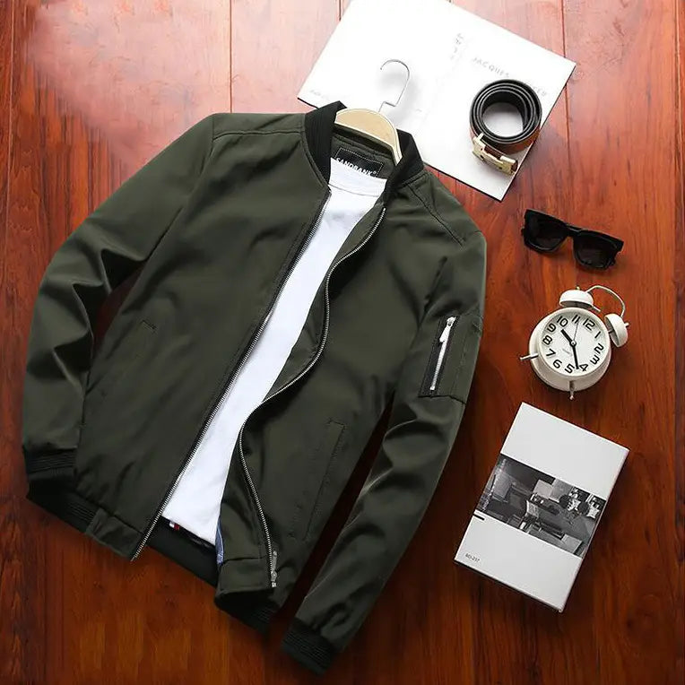 Men Slim Fit Beige Jacket Spring Autumn Premium Cotton Blend