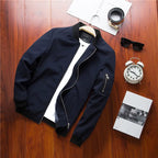Men Slim Fit Beige Jacket Spring Autumn Premium Cotton Blend