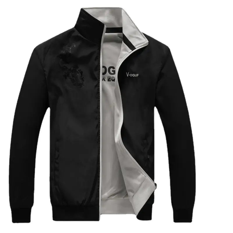 Men Black Double-sided Collar Jacket Premium Material